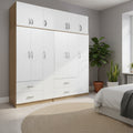 Ντουλάπα εξάφυλλη με πατάρι Athos sonoma-λευκή 180x42x240εκ