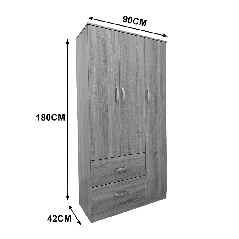 Ντουλάπα πεντάφυλλη με πατάρι Athos sonoma-λευκή 170x42x240εκ