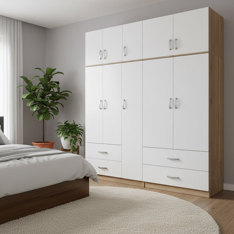 Ντουλάπα πεντάφυλλη με πατάρι Athos sonoma-λευκή 170x42x240εκ