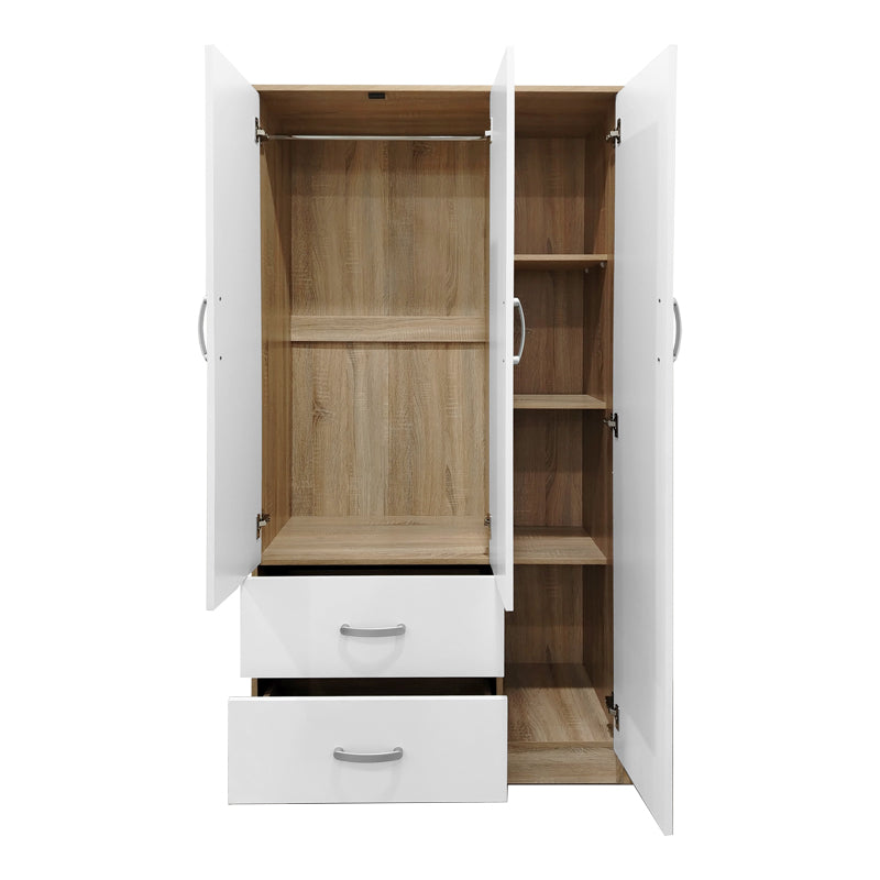 Ντουλάπα πεντάφυλλη με πατάρι Athos I sonoma-λευκή 170x42x240εκ