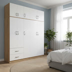 Ντουλάπα πεντάφυλλη με πατάρι Athos I sonoma-λευκή 170x42x240εκ