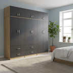 Ντουλάπα εξάφυλλη με πατάρι Athos sonoma-ανθρακί 240x42x240εκ
