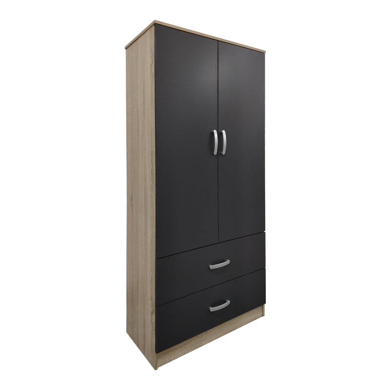 Ντουλάπα εξάφυλλη με πατάρι Athos I sonoma-ανθρακί 240x42x240εκ