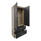 Ντουλάπα εξάφυλλη με πατάρι Athos I sonoma-ανθρακί 240x42x240εκ