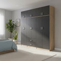 Ντουλάπα εξάφυλλη με πατάρι Athos I sonoma-ανθρακί 240x42x240εκ