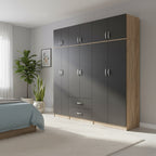 Ντουλάπα εξάφυλλη με πατάρι Athos I sonoma-ανθρακί 240x42x240εκ
