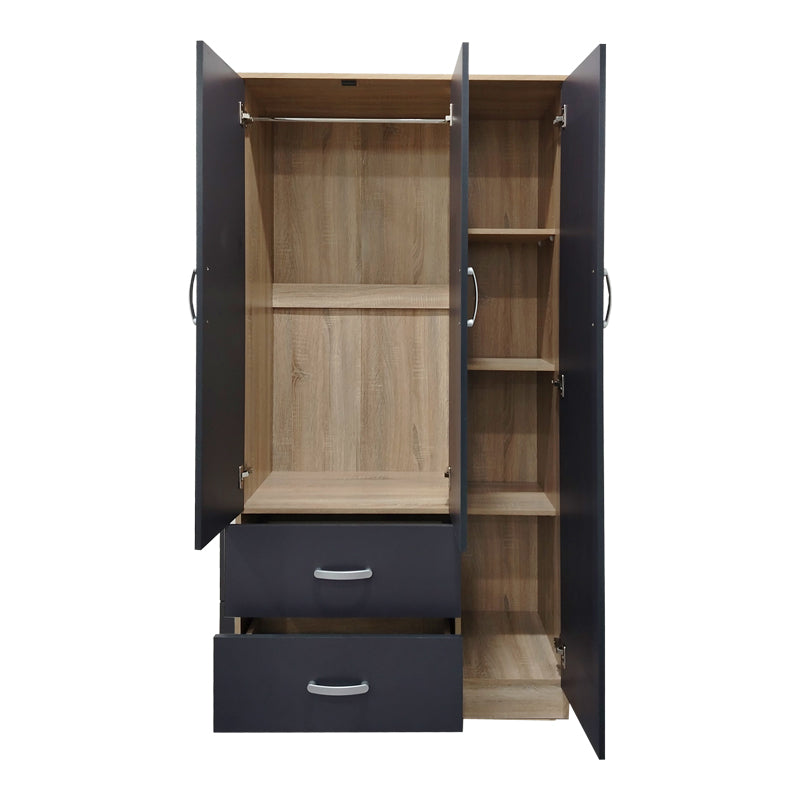 Ντουλάπα εξάφυλλη με πατάρι Athos sonoma-ανθρακί 180x42x240εκ