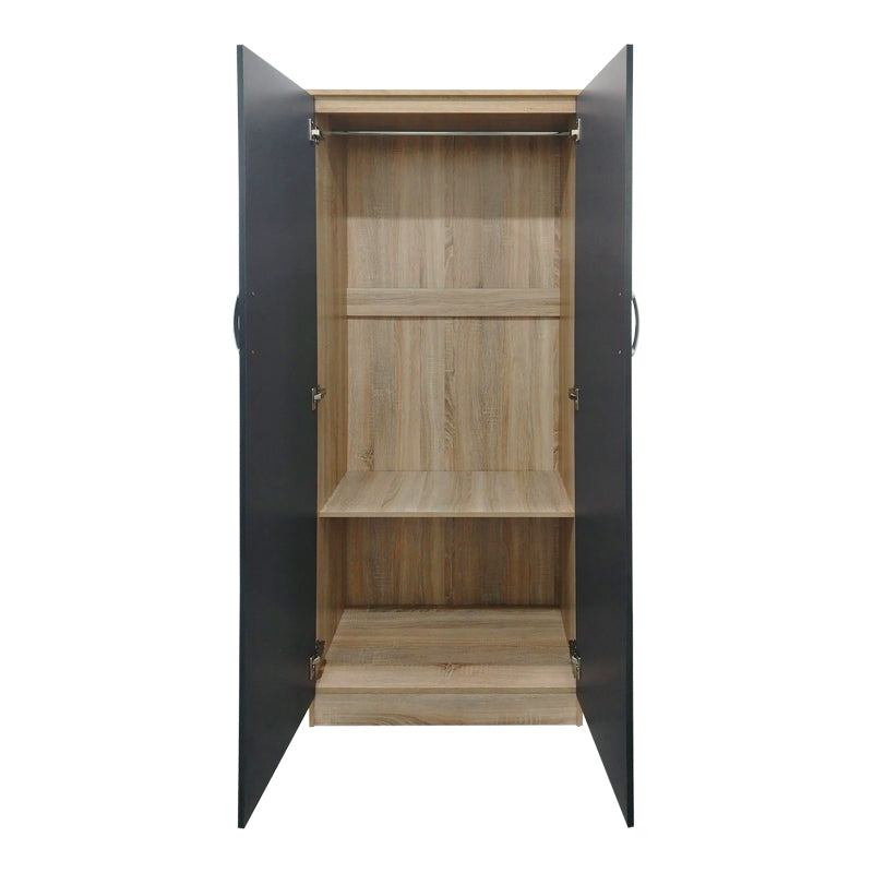Ντουλάπα πεντάφυλλη με πατάρι Athos I sonoma-ανθρακί 170x42x240εκ