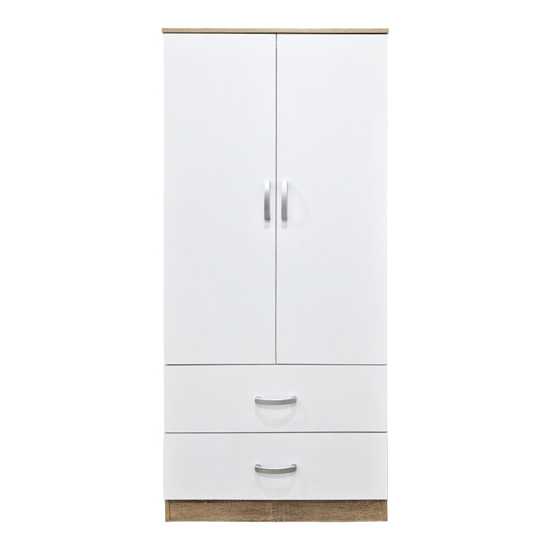 Ντουλάπα δίφυλλη με 2 συρτάρια Alvia λευκό με sonoma 80x51.5x180εκ