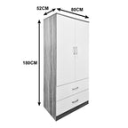 Ντουλάπα δίφυλλη με 2 συρτάρια Alvia λευκό με sonoma 80x51.5x180εκ