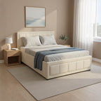 Κρεβάτι Huga με αποθηκευτικό χώρο ύφασμα μπεζ 120x200εκ