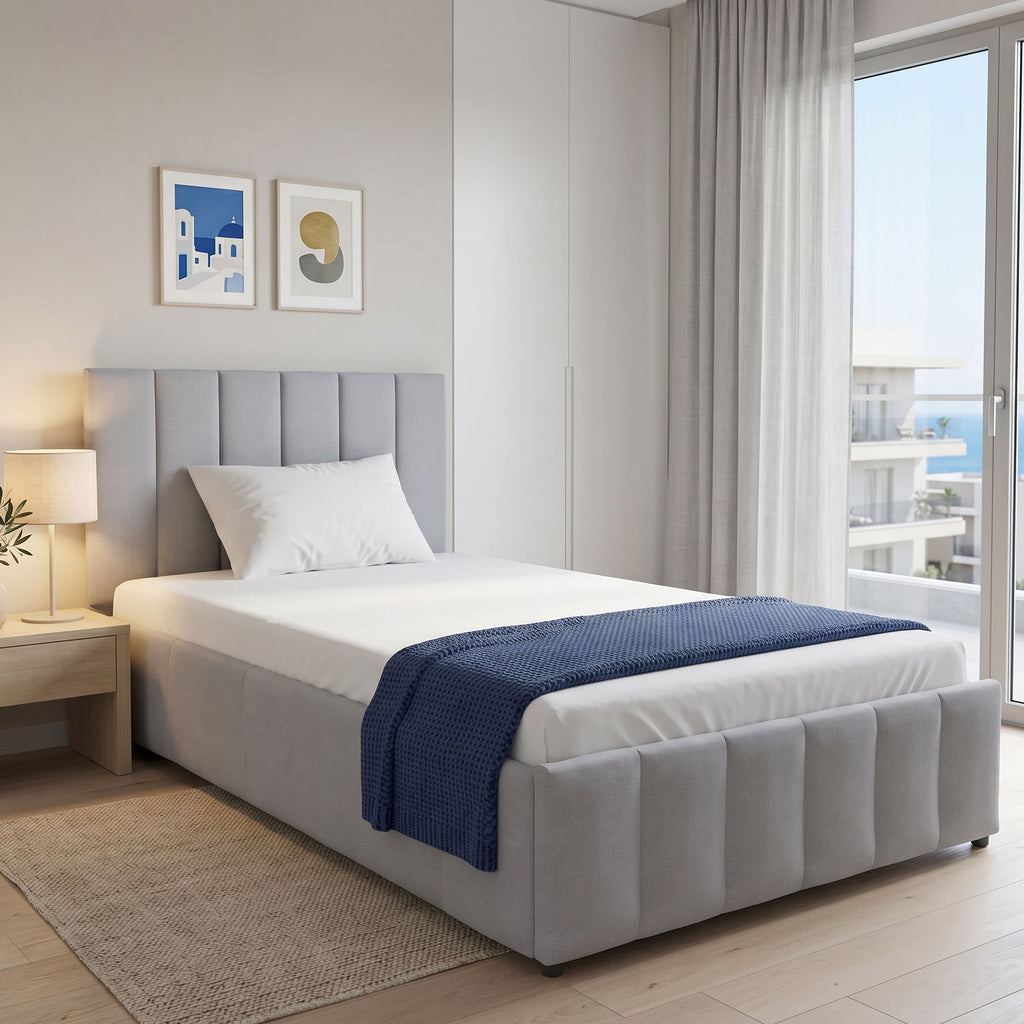 Κρεβάτι Snuggle με αποθηκευτικό χώρο βελούδο γκρι 120x200εκ