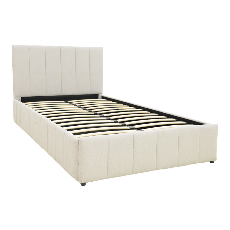 Κρεβάτι Snuggle με αποθηκευτικό χώρο ύφασμα μπεζ 120x200εκ