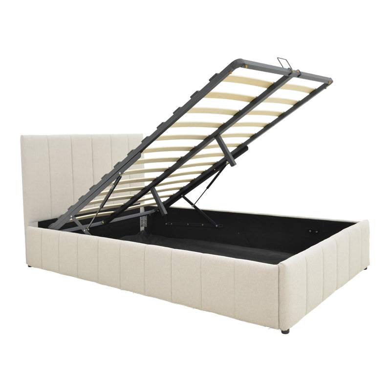 Κρεβάτι Snuggle με αποθηκευτικό χώρο ύφασμα μπεζ 120x200εκ