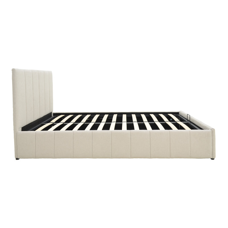 Κρεβάτι Snuggle με αποθηκευτικό χώρο ύφασμα μπεζ 120x200εκ