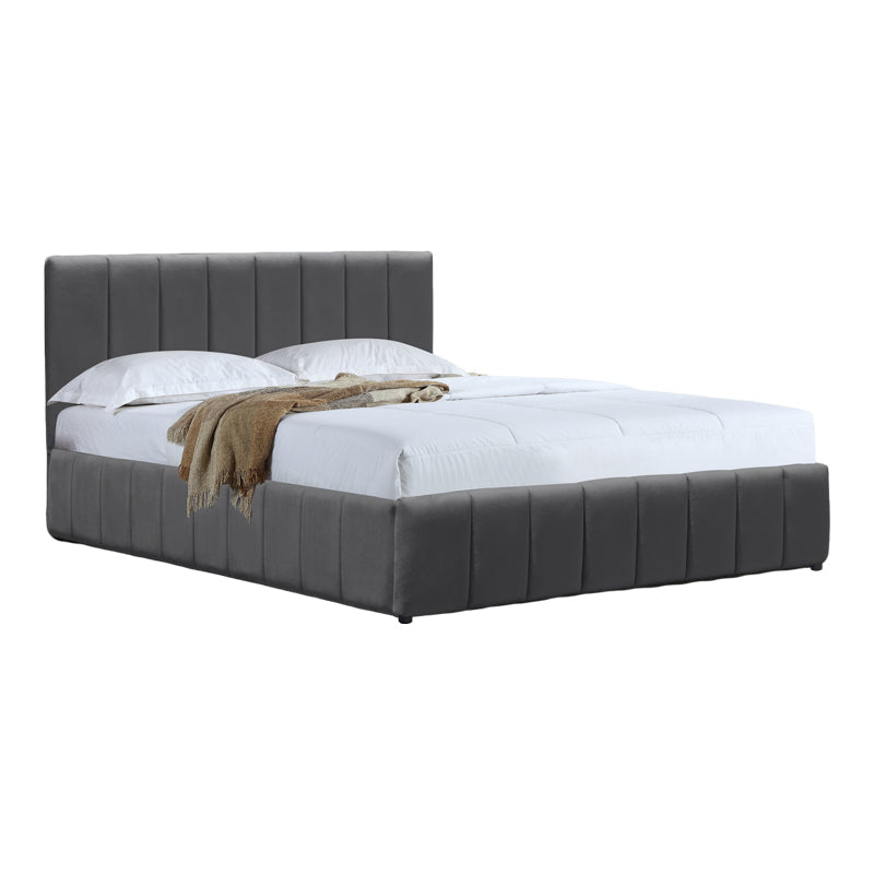 Κρεβάτι Snuggle με αποθηκευτικό χώρο βελούδο ανθρακί 160x200εκ