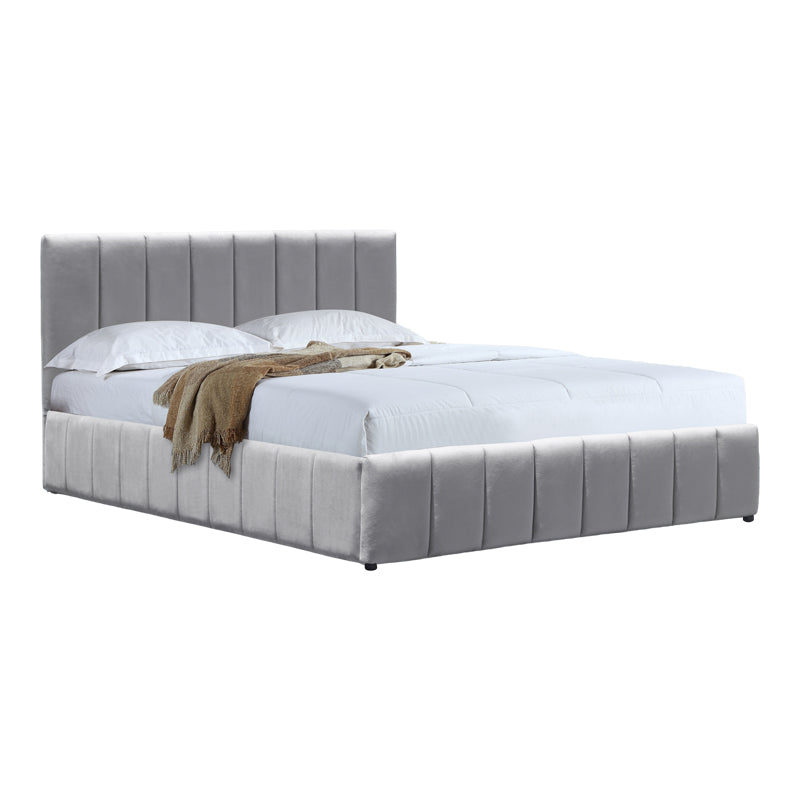 Κρεβάτι Snuggle με αποθηκευτικό χώρο βελούδο γκρι 160x200εκ