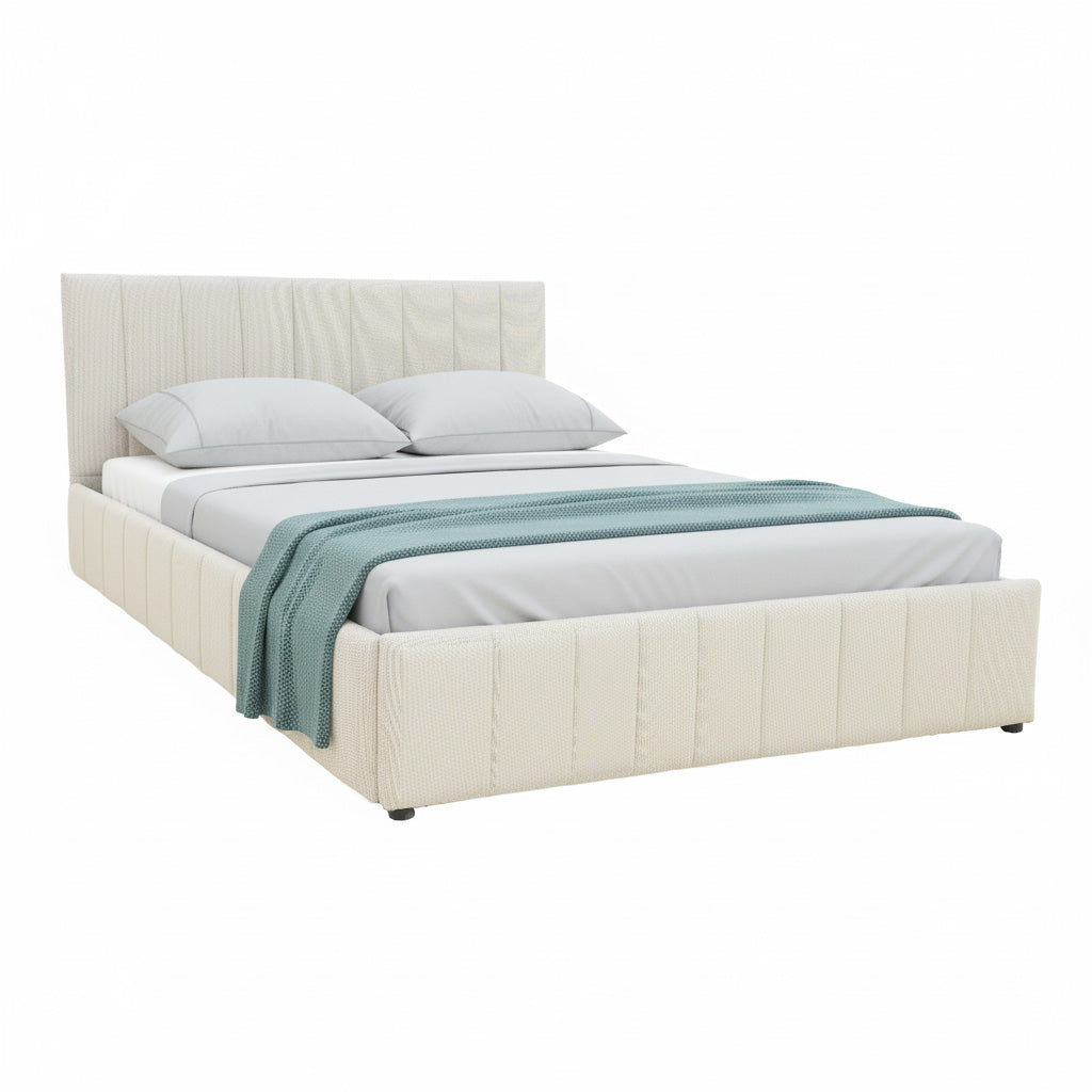 Κρεβάτι Snuggle με αποθηκευτικό χώρο ύφασμα μπεζ 160x200εκ