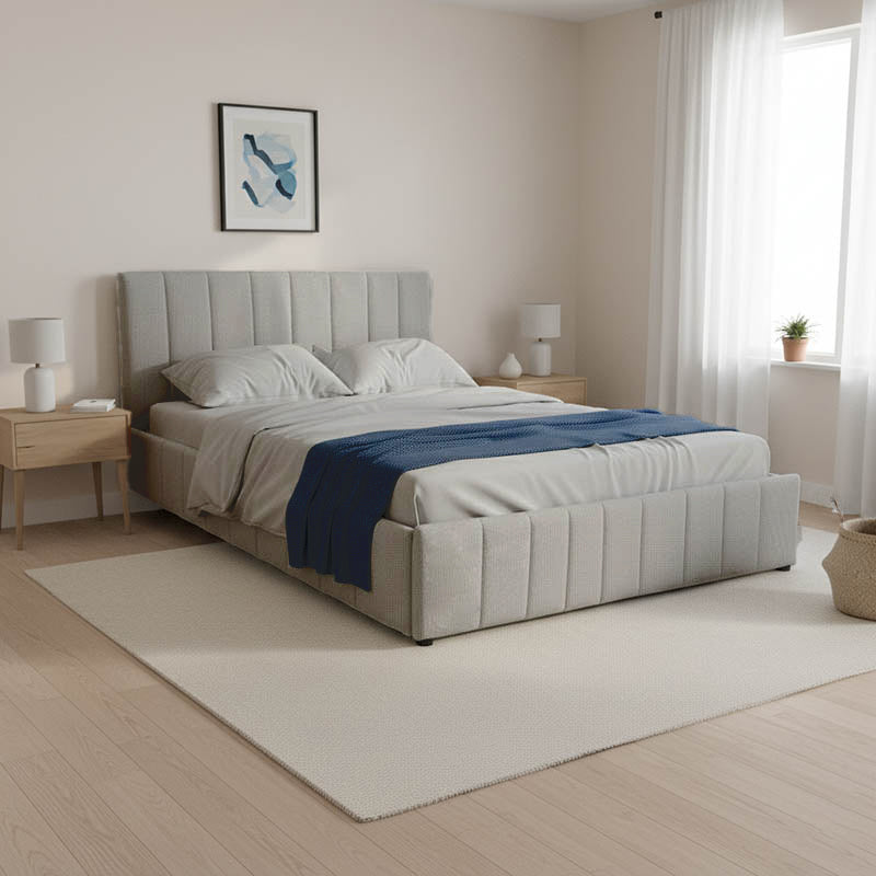 Κρεβάτι Snuggle με αποθηκευτικό χώρο ύφασμα γκρι 160x200εκ