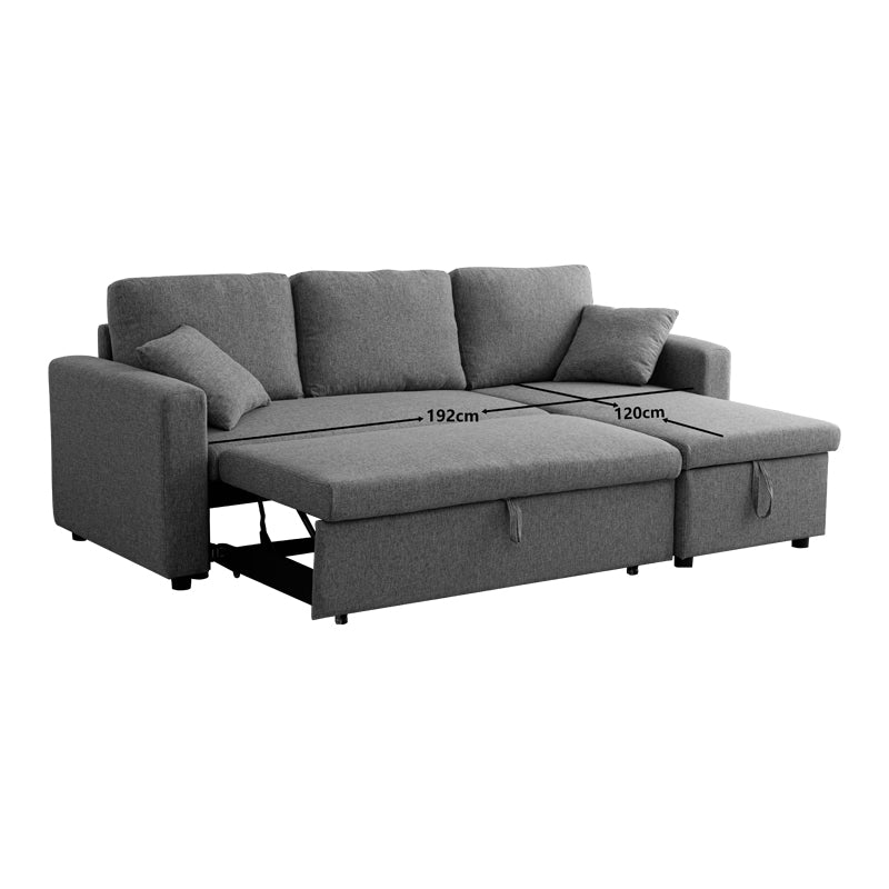 Γωνιακός αναστρέψιμος καναπές κρεβάτι Kamore με αποθηκευτικό χώρο ανθρακί ύφασμα 223x146x85εκ