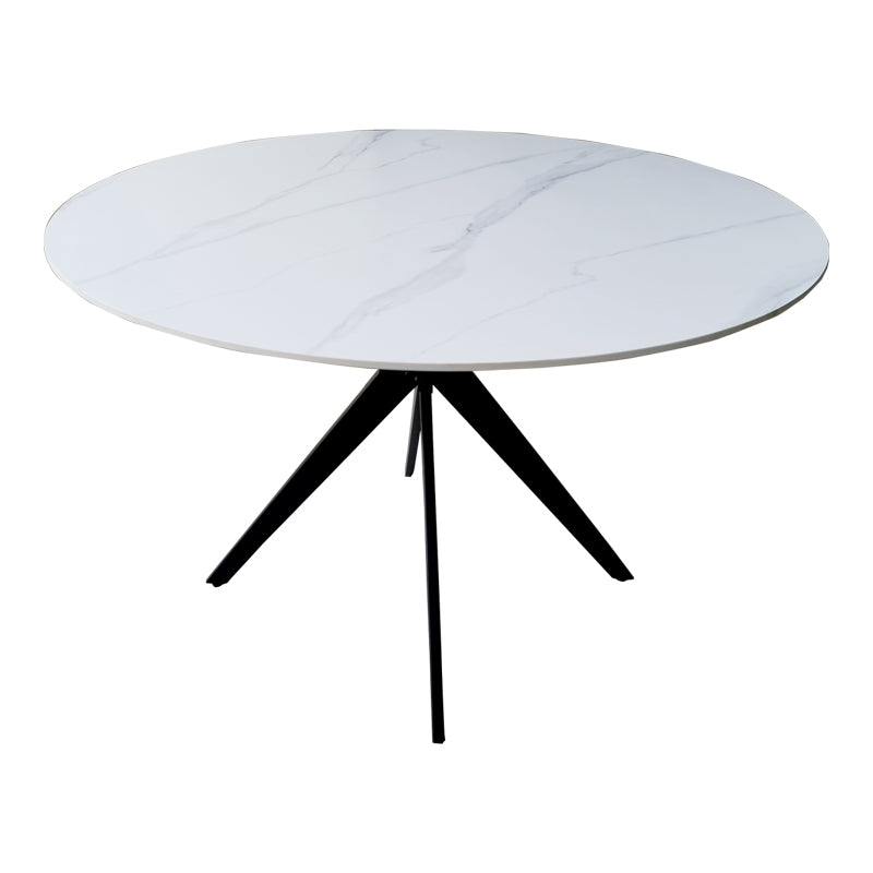 Τραπέζι Orbital sintered stone λευκή όψη μαρμάρου με μαύρα μεταλλικά πόδια Φ120x76εκ
