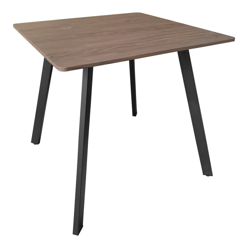 Τραπέζι Squaro καρυδί mdf με μαύρα μεταλλικά πόδια 80x80x75εκ