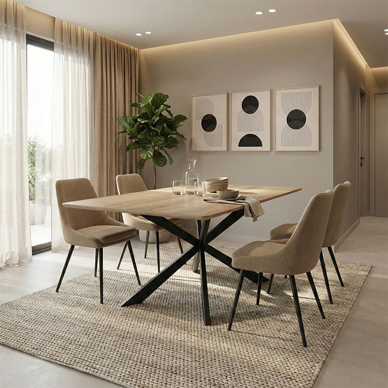 Τραπέζι Aragne sonoma mdf με μαύρα μεταλλικά πόδια 160x90x75εκ
