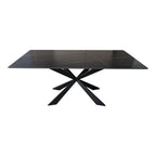 Τραπέζι Mattias sintered stone μαύρη όψη μαρμάρου με μαύρα μεταλλικά πόδια 180x90x75εκ
