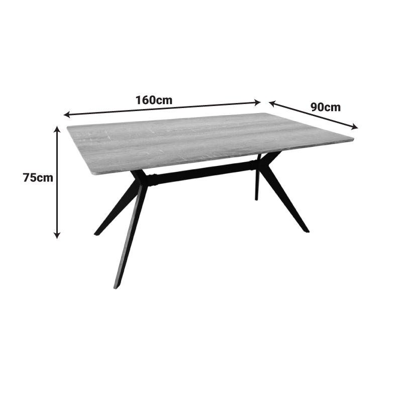 Τραπέζι Ezali sonoma mdf με μαύρα μεταλλικά πόδια 160x90x75εκ