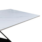 Τραπέζι Mapele sintered stone λευκή όψη μαρμάρου με μαύρα μεταλλικά πόδια 180x90x75εκ