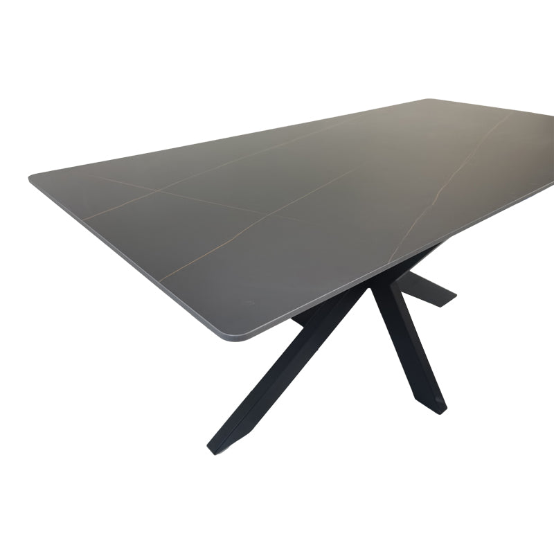 Τραπέζι Bethan sintered stone-μέταλλο μαύρο μαρμάρου-μαύρο 160x80x75εκ