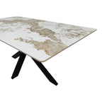 Τραπέζι Bethan sintered stone-μέταλλο λευκό μαρμάρου-μαύρο 180x90x75εκ