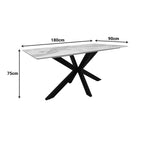 Τραπέζι Bethan sintered stone-μέταλλο λευκό μαρμάρου-μαύρο 180x90x75εκ
