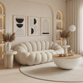 Καναπές Embrace μπουκλέ ύφασμα σε μπεζ απόχρωση 180x105x65εκ
