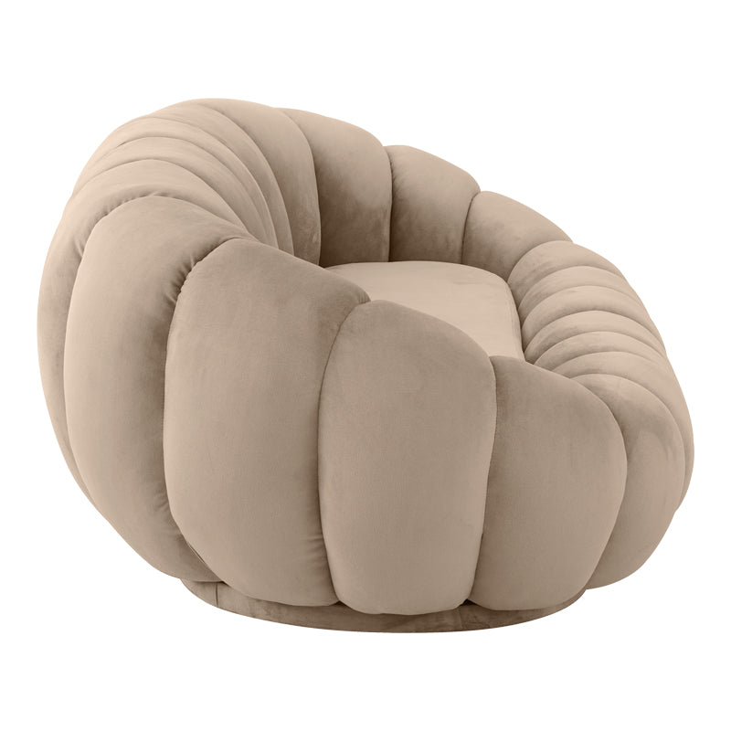 Καναπές Embrace βελούδο σε γκρι μπεζ απόχρωση 180x105x65εκ