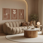 Καναπές Embrace βελούδο σε γκρι μπεζ απόχρωση 180x105x65εκ