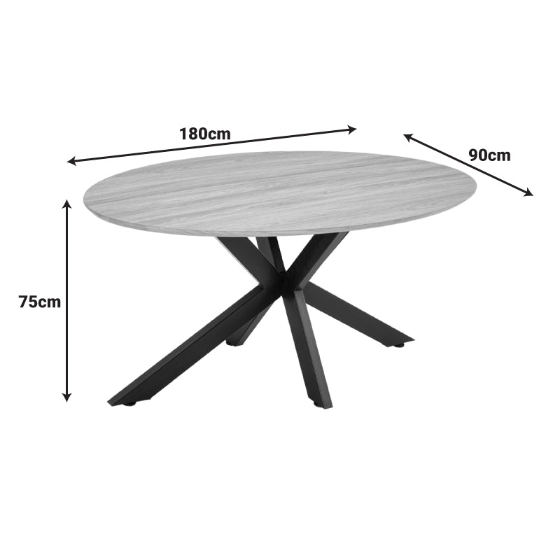 Τραπέζι Makrey καρυδί mdf- μαύρα μεταλλικά πόδια 180x90x75εκ
