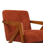 Πολυθρόνα Garifa terracotta ύφασμα με πόδι σε καρυδί απόχρωση 79x75x75εκ