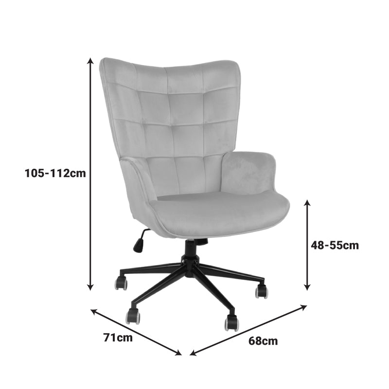 Καρέκλα γραφείου διευθυντή Lobima περιστρεφόμενη ανθρακί βελούδο 68x71x105-112εκ