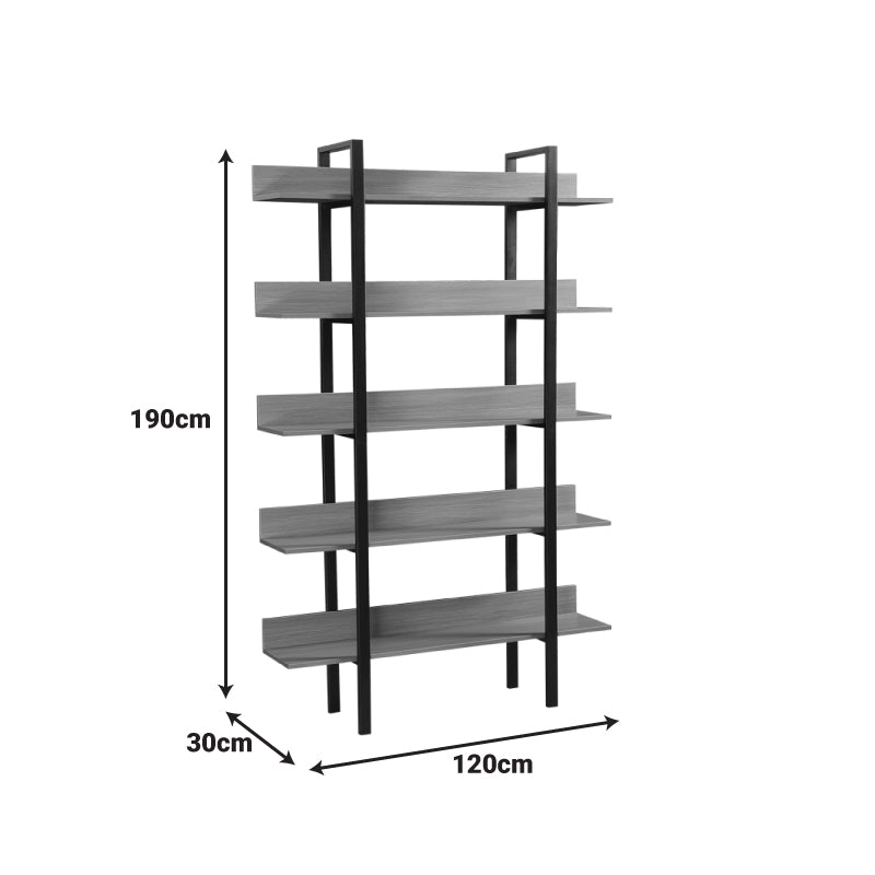 Βιβλιοθήκη Boderta σε sonoma-μαύρη απόχρωση 120x30x190εκ