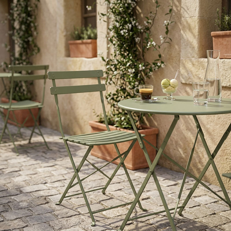 Καρέκλα Bistro μεταλλική αναδιπλούμενη σε λαδί απόχρωση 42x46x82εκ