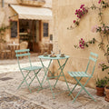 Τραπεζαρία Bistro σετ 3τεμ μεταλλική αναδιπλούμενη σε μέντα απόχρωση Φ60x71εκ