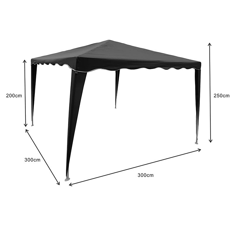 Κιόσκι Gazebo μεταλλικός σκελετός - ύφασμα ανθρακί 3x3m
