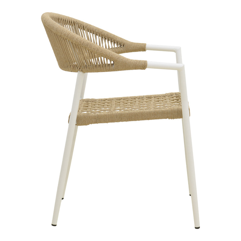 Πολυθρόνα Ammos στοιβαζόμενη αλουμίνιο σε λευκή- pe σχοινί σε φυσική απόχρωση 56x61.5x82εκ