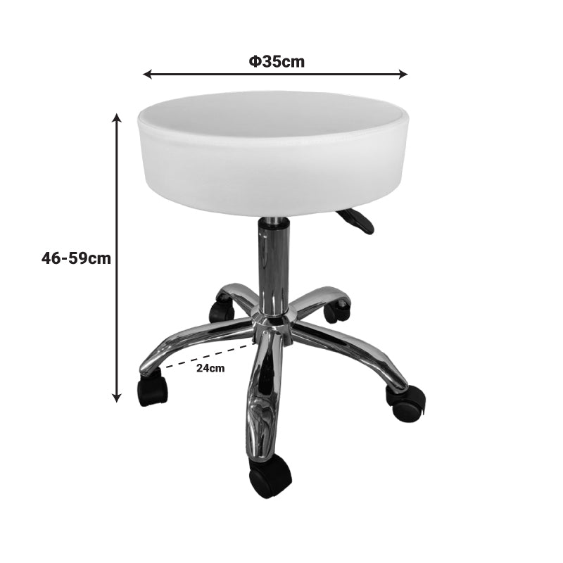 Σκαμπό γραφείου-εργασίας τροχήλατο Tebere pu σε λευκή απόχρωση Φ35x46-59εκ