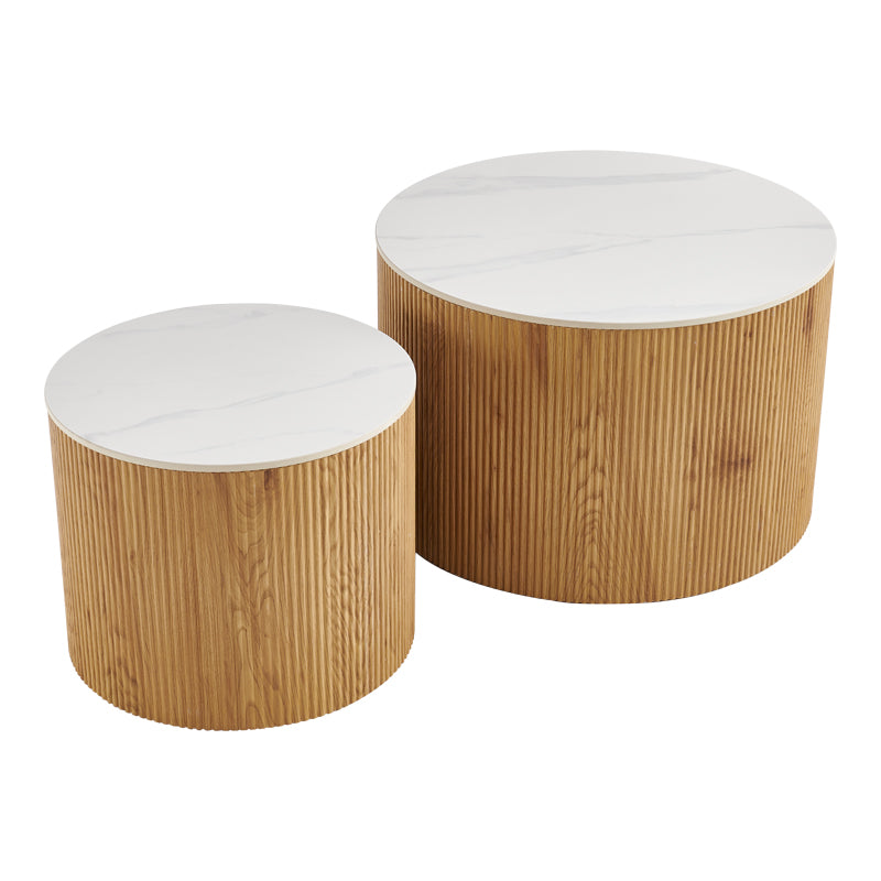 Τραπέζι σαλονιού Nelba σετ 2τεμ oak MDF με κεραμική επιφάνεια σε όψη μαρμάρου