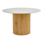 Τραπέζι Sikulu oak MDF με κεραμική επιφάνεια σε λευκό μαρμάρου Φ125x77εκ