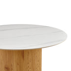 Τραπέζι Sikulu oak MDF με κεραμική επιφάνεια σε λευκό μαρμάρου Φ125x77εκ
