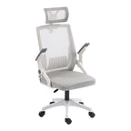 Καρέκλα γραφείου Plymot λευκή - mesh γκρι 48x58x112-122εκ