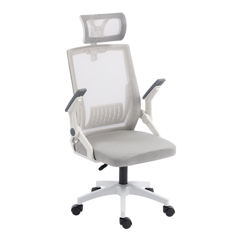 Καρέκλα γραφείου Plymot λευκή - mesh γκρι 48x58x112-122εκ